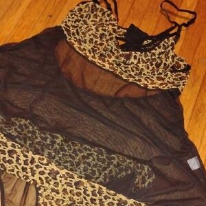 Leopard Print Sheer Babydoll Set